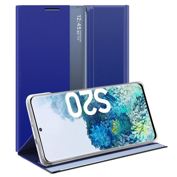 Custodia Galaxy S20, Custodia Sottile In Pelle Con Finestra E Supporto Per Samsung Galaxy S20 Blu-image