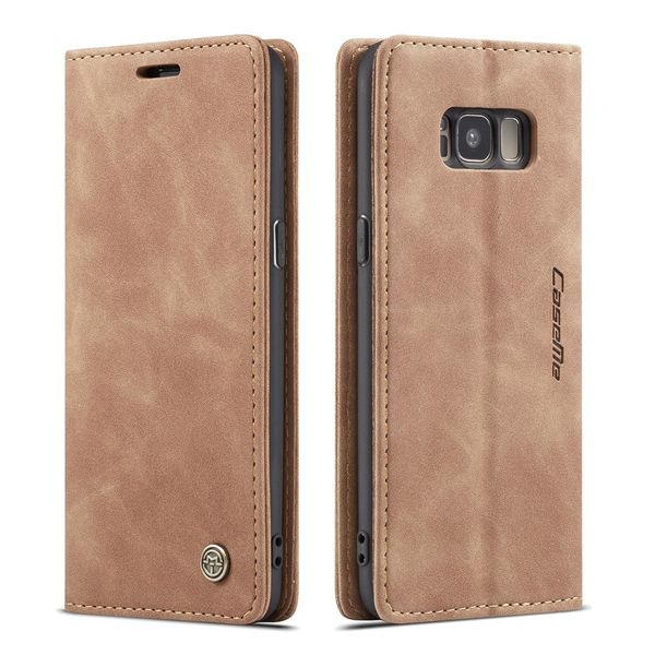 Custodia Galaxy S8 Plus, Custodia Retrò In Finto Cuoio, Tasche Per Carte, Chiusura Magnetica, Custodia Con Funzione Stand Per Samsung Galaxy S8 Plus Marrone-image