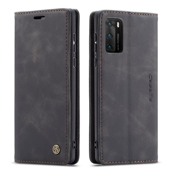 Custodia Huawei P40, Custodia Retrò In Finto Cuoio, Tasche Per Carte, Chiusura Magnetica, Custodia Con Funzione Stand Per Huawei P40 Nero-image