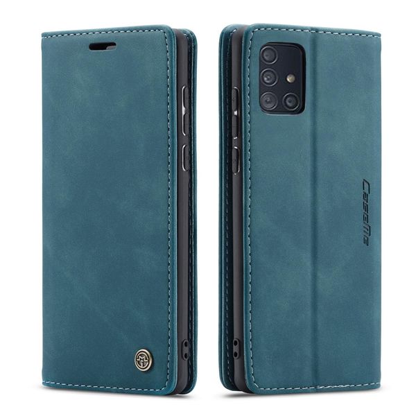 Custodia Galaxy A71, Custodia Retrò In Finto Cuoio, Tasche Per Carte, Chiusura Magnetica, Custodia Con Funzione Stand Per Samsung Galaxy A71 Blu-image