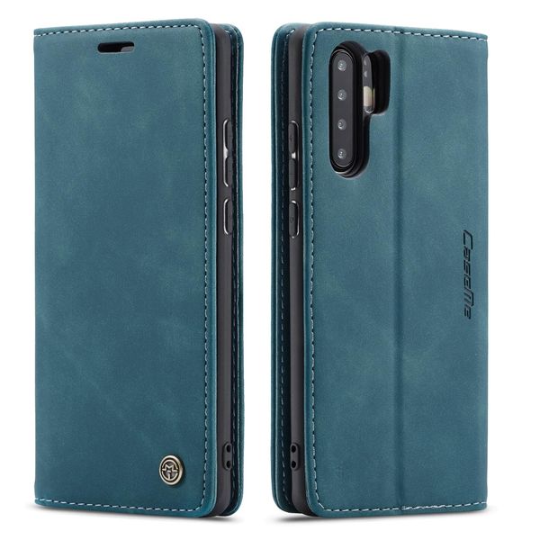 Custodia Huawei P30 Pro, Custodia Retrò In Finto Cuoio, Tasche Per Carte, Chiusura Magnetica, Custodia Con Funzione Stand Per Huawei P30 Pro Blu-image