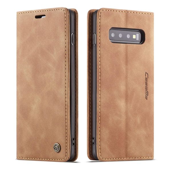Custodia Galaxy S10 Plus, Custodia Retrò In Finto Cuoio, Tasche Per Carte, Chiusura Magnetica, Custodia Con Funzione Stand Per Samsung Galaxy S10 Plus Marrone-image