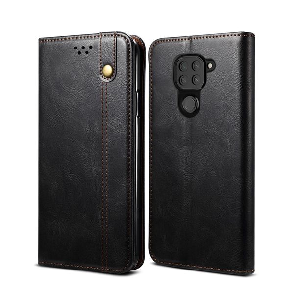 Custodia Per Xiaomi Redmi Note 9, Portafoglio In Pelle Flip Case Con Funzione Stand Nero-image
