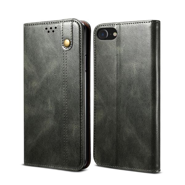 Custodia Per Iphone 8/7/6S/6/Se 2020, Custodia In Pelle Flip Wallet Con Funzione Stand Verde-image