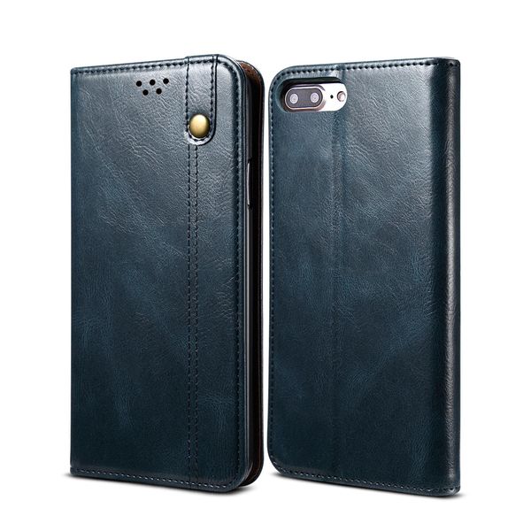 Custodia Per Iphone 8 Plus/7 Plus/6S Plus/6 Plus, Custodia In Pelle Flip Wallet Con Funzione Stand Blu-image