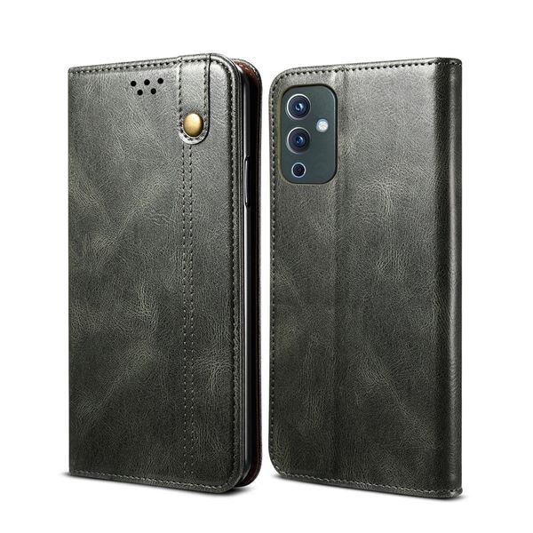 Custodia Per Oneplus 9, Custodia In Pelle Flip Wallet Con Funzione Stand Verde-image