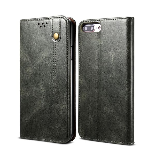 Custodia Per Iphone 8 Plus/7 Plus/6S Plus/6 Plus, Custodia In Pelle Flip Wallet Con Funzione Stand Verde-image