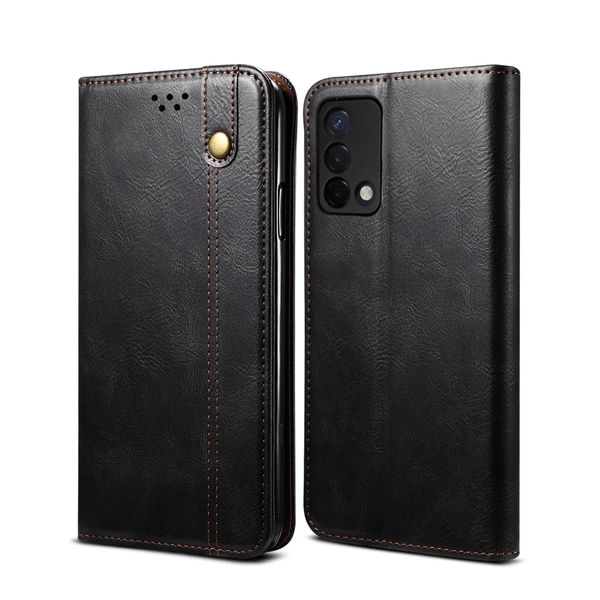 Custodia Per Oppo F19 / A74 4G, Custodia In Pelle Flip Wallet Con Funzione Stand Nero-image