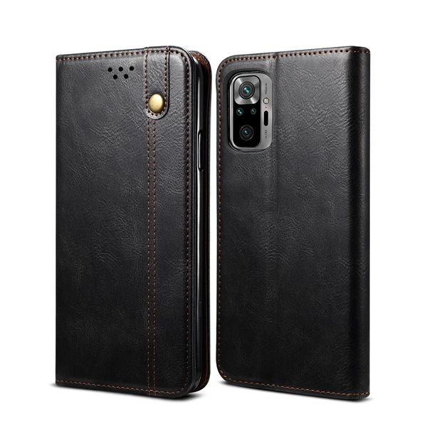 Custodia Per Xiaomi Redmi Note 10 Pro/Note 10 Pro Max, Custodia In Pelle Flip Wallet Con Funzione Stand Nero-image