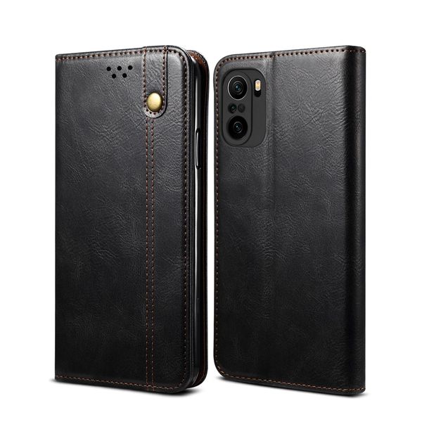 Custodia Per Xiaomi Redmi K40 / K40 Pro, Custodia In Pelle Flip Wallet Con Funzione Stand Nero-image