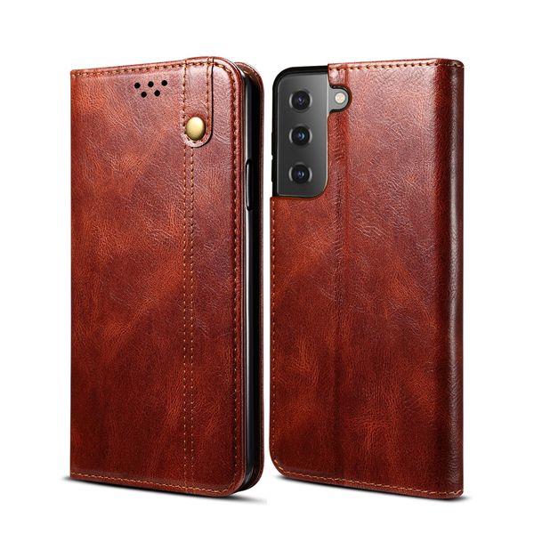 Custodia Per Samsung Galaxy S21 Plus 5G, Custodia In Pelle Flip Wallet Con Funzione Stand Rosso-image