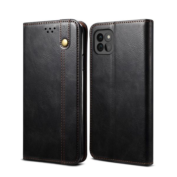 Custodia Per Samsung Galaxy A22 5G, Custodia In Pelle Flip Wallet Con Funzione Stand Nero-image