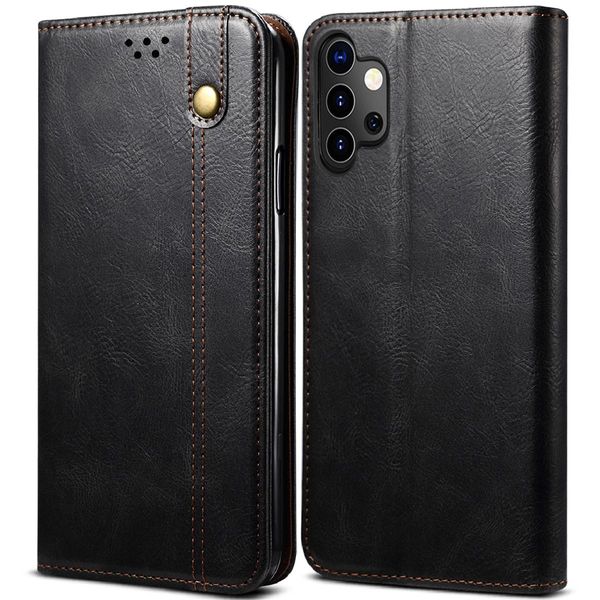 Custodia Per Samsung Galaxy A32 4G, Custodia Flip In Pelle Con Funzione Stand Nero-image