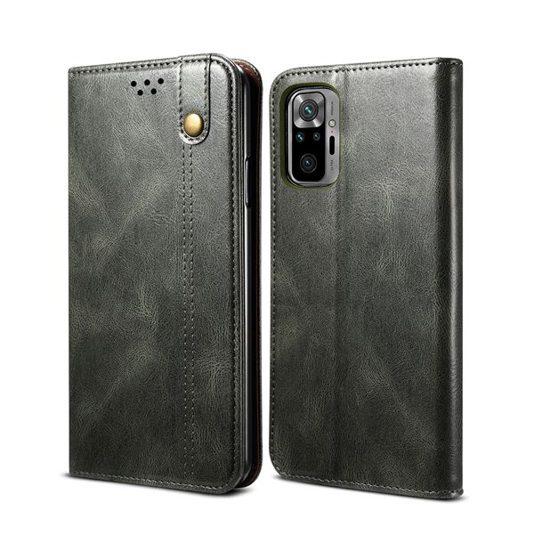Custodia Per Xiaomi Redmi Note 10 Pro/Note 10 Pro Max, Custodia In Pelle Flip Wallet Con Funzione Stand Verde-image