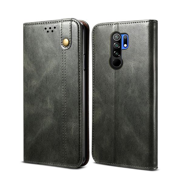Custodia Per Xiaomi Redmi 9, Portafoglio In Pelle Flip Case Con Funzione Stand Verde-image