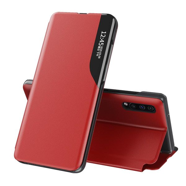 Custodia Per Galaxy A70S, Smart View Window Flip Stand Custodia Protettiva In Finto Cuoio Per Samsung Galaxy A70 / A70S Rosso-image