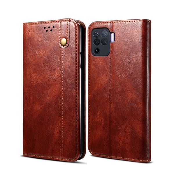 Custodia Per Oppo A94 4G, Portafoglio In Pelle Flip Case Con Funzione Stand Rosso-image