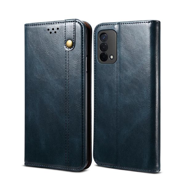 Custodia Per Oppo A93 2021, Portafoglio In Pelle Flip Case Con Funzione Stand Blu-image