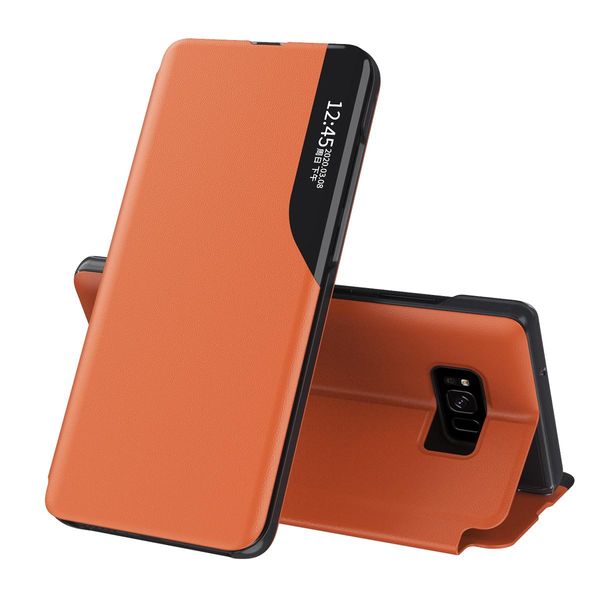 Custodia Per Galaxy S8, Smart View Window Flip Stand Custodia Protettiva In Finto Cuoio Per Samsung Galaxy S8 Arancione-image