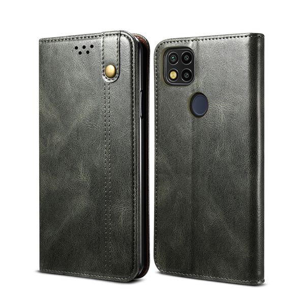Custodia Per Xiaomi Redmi 9C, Portafoglio In Pelle Flip Case Con Funzione Stand Verde-image