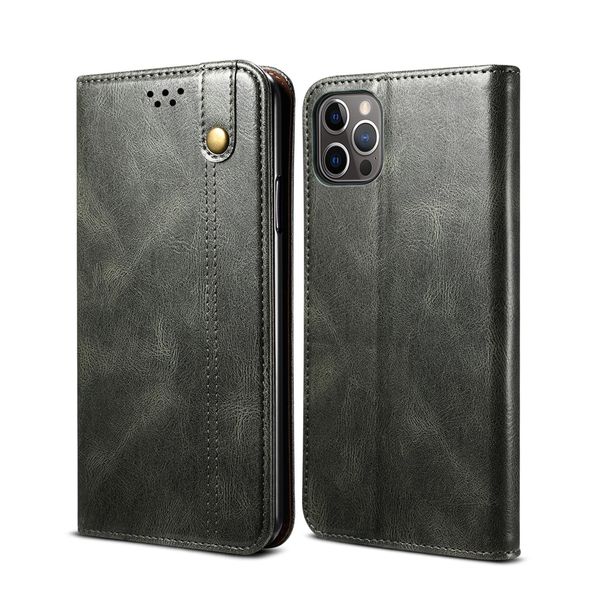 Custodia Per Iphone 12 Pro, Custodia In Pelle Flip Wallet Con Funzione Stand Verde-image