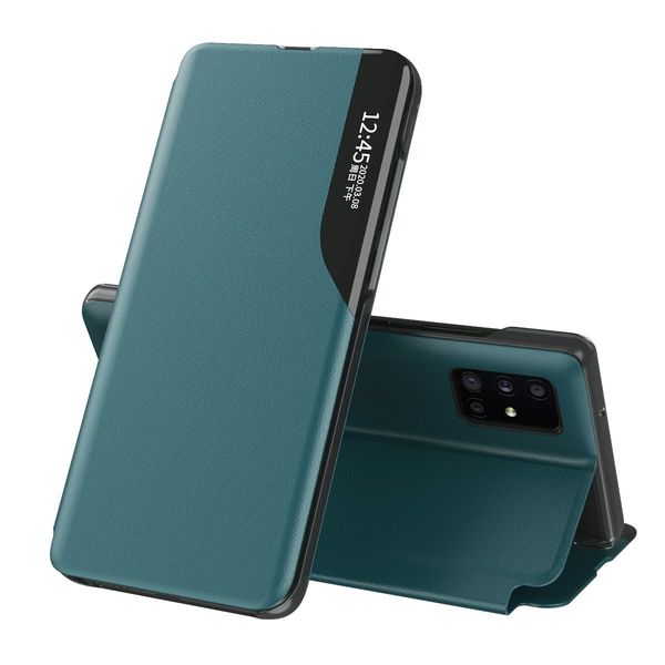 Custodia Per Galaxy A71, Smart View Window Flip Stand Custodia Protettiva In Finto Cuoio Per Samsung Galaxy A71 Verde-image