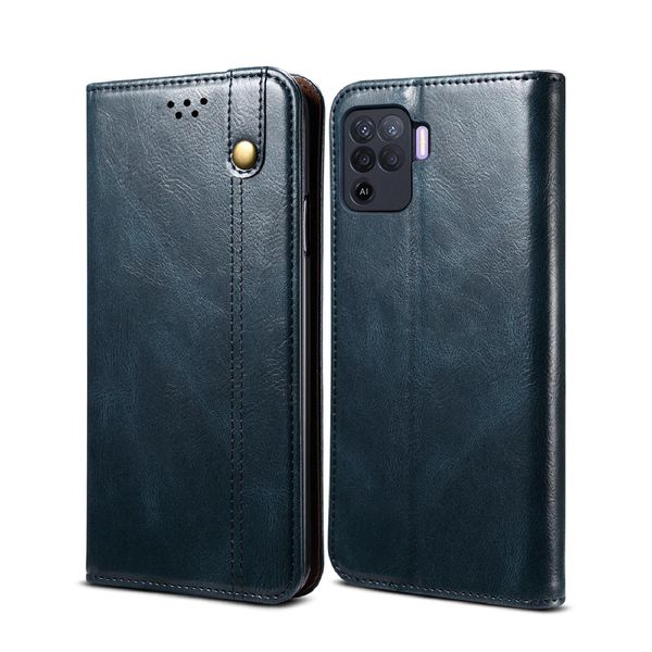 Custodia Per Oppo A94 4G, Portafoglio In Pelle Flip Case Con Funzione Stand Blu-image
