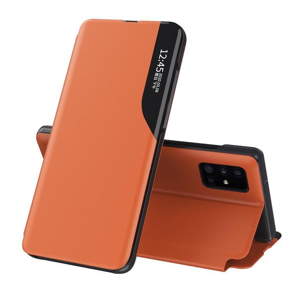 Custodia Per Galaxy A71, Smart View Window Flip Stand Custodia Protettiva In Finto Cuoio Per Samsung Galaxy A71 Arancione-image