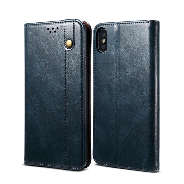 Custodia Per Iphone Xs Max, Custodia Flip In Pelle Con Funzione Stand Blu-image