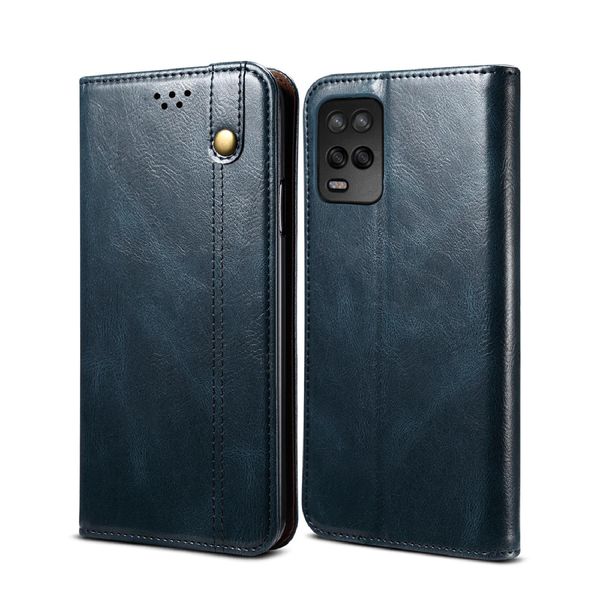 Custodia Per Oppo Realme V13, Custodia Flip In Pelle Con Funzione Stand Blu-image