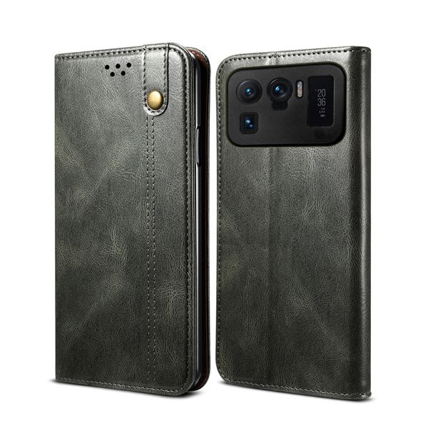 Custodia Per Xiaomi Mi 11 Ultra, Custodia In Pelle Flip Wallet Con Funzione Stand Verde-image