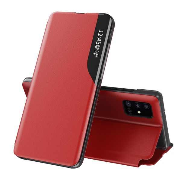 Custodia Per Galaxy A71, Smart View Window Flip Stand Custodia Protettiva In Finto Cuoio Per Samsung Galaxy A71 Rosso-image