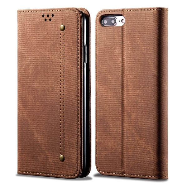 Custodia Per Iphone 8 Plus, Custodia In Pelle A Portafoglio Con Chiusura Magnetica E Funzione Stand Per Iphone 6 Plus / 6S Plus / 7 Plus / 8 Plus Marrone-image