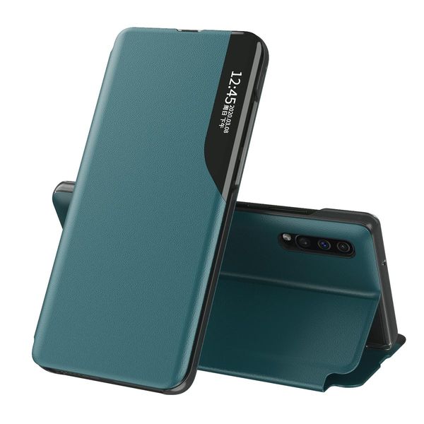 Custodia Per Galaxy A70S, Smart View Window Flip Stand Custodia Protettiva In Finto Cuoio Per Samsung Galaxy A70 / A70S Verde-image