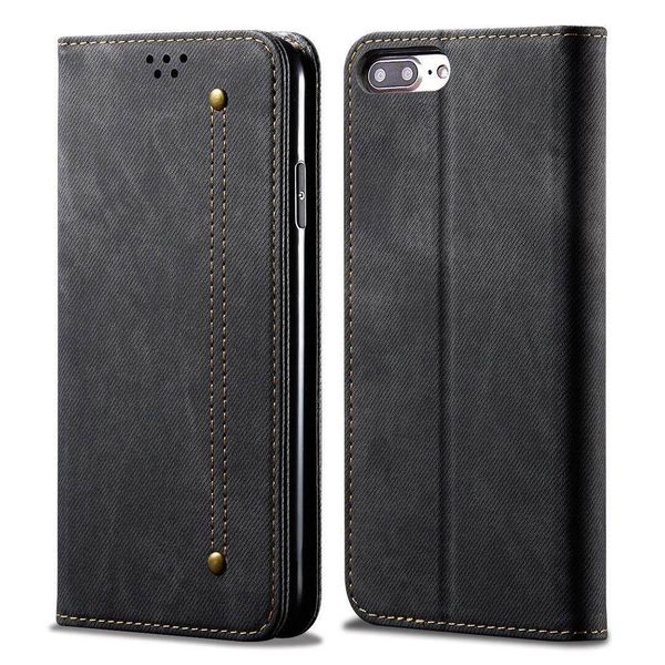 Custodia Per Iphone 8 Plus, Custodia In Pelle A Portafoglio Con Chiusura Magnetica E Funzione Stand Per Iphone 6 Plus / 6S Plus / 7 Plus / 8 Plus Nero-image
