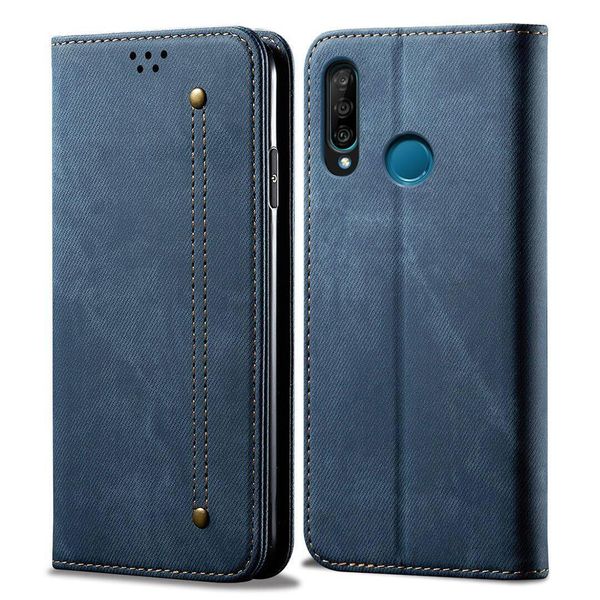 Huawei P30 Lite Case, Custodia In Pelle Con Chiusura Magnetica E Funzione Stand Per Huawei P30 Lite Blu-image