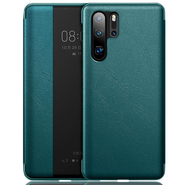 Huawei P30 Pro Case, Slim Business Smart View Smart Wake Up/Sleep Flip Cover Cover In Pelle Protettiva Per Huawei P30 Pro Verde-image