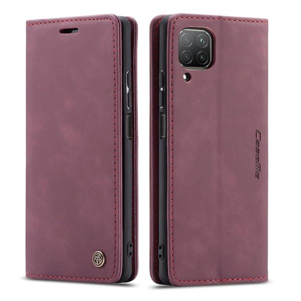 Custodia Huawei P40 Lite, Custodia In Finto Cuoio Retrò, Tasche Per Carte, Chiusura Magnetica, Custodia Con Funzione Stand Per Huawei P40 Lite Rosso-image