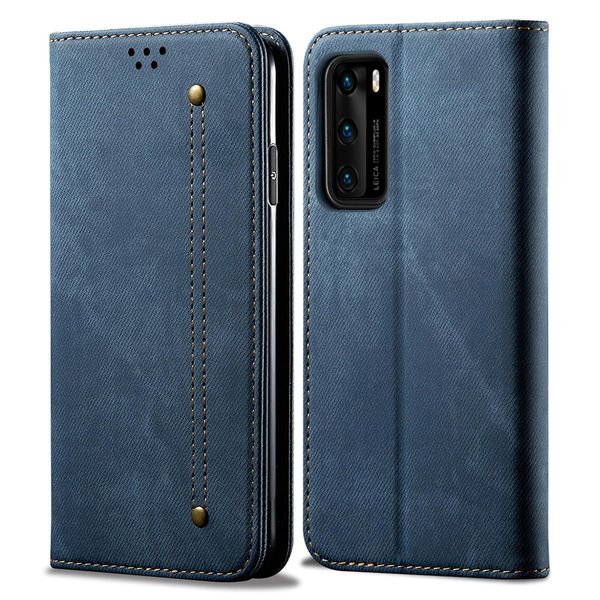 Custodia Huawei P40, Custodia In Pelle A Portafoglio Con Chiusura Magnetica E Custodia Con Funzione Stand Per Huawei P40 Huawei P40 Blu-image