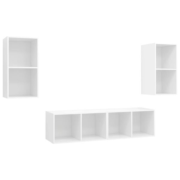 Vidaxl Mobili Tv A Parete 4 Pz. Materiale Bianco A Base Di Legno-image