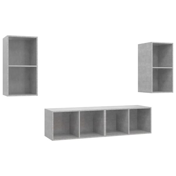 Vidaxl Mobili Tv A Parete 4 Pz. Materiale A Base Di Legno Grigio Cemento-image