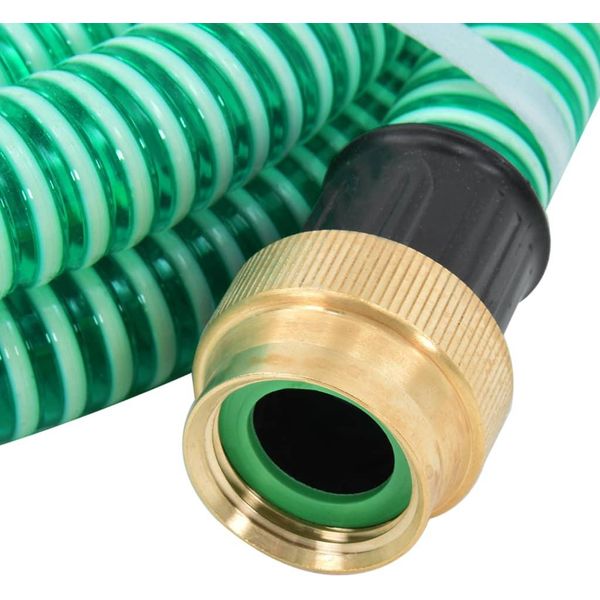 Vidaxl Tubo Di Aspirazione Con Raccordi In Ottone Verde 1,1" 5 M Pvc"-image