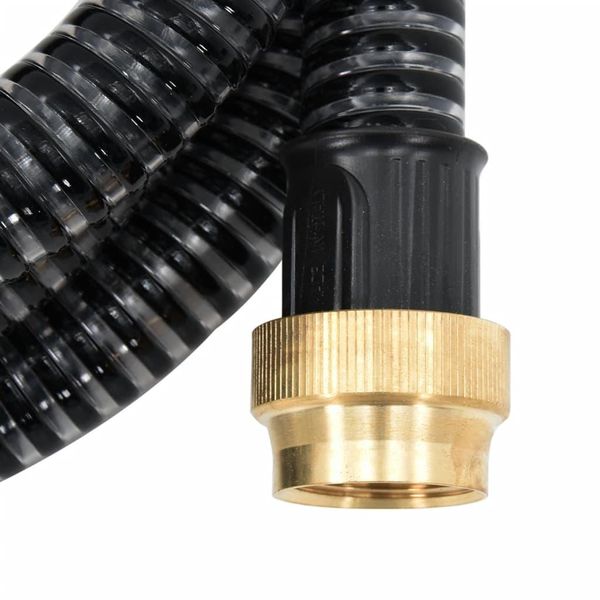 Vidaxl Tubo Di Aspirazione Con Raccordi In Ottone Nero 1,1" 7 M Pvc"-image