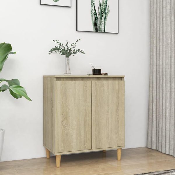 Vidaxl Credenza Con Gambe In Legno Massiccio Rovere Sonoma 60X35X70 Cm-image