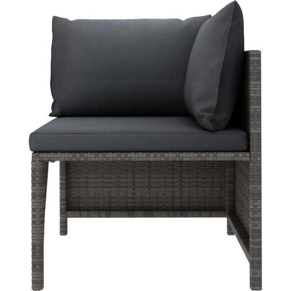 Divano Angolare Modulare Con Cuscini In Poly Rattan Grigio-image