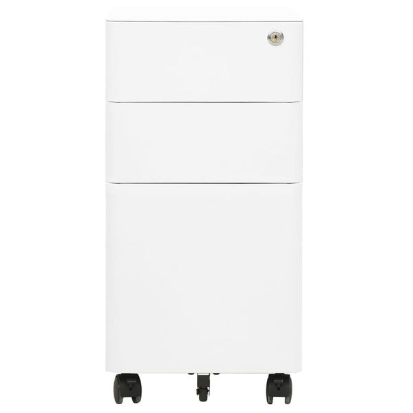 Vidaxl Armadio Per Archiviazione Con Rotelle Bianco 30X45X59 Cm Acciaio-image
