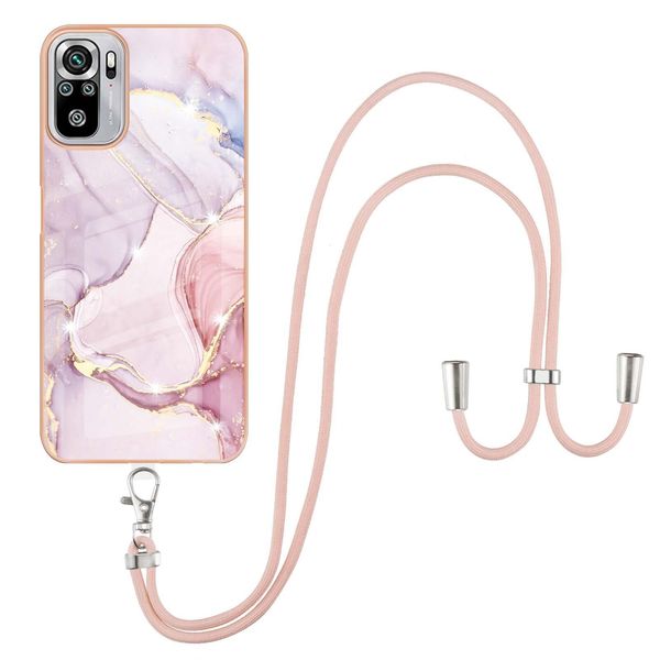 Custodia Con Cinturino Per Xiaomi Redmi Note 10 4G / Note 10S, Paraurti In Tpu Morbido, Custodia Protettiva, Con Cinturino Regolabile Oro Rosa-image