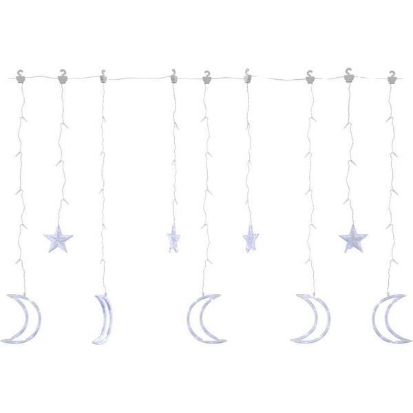 Vidaxl Fata Luci Stella E Luna Telecomando 138 Led Blu-image