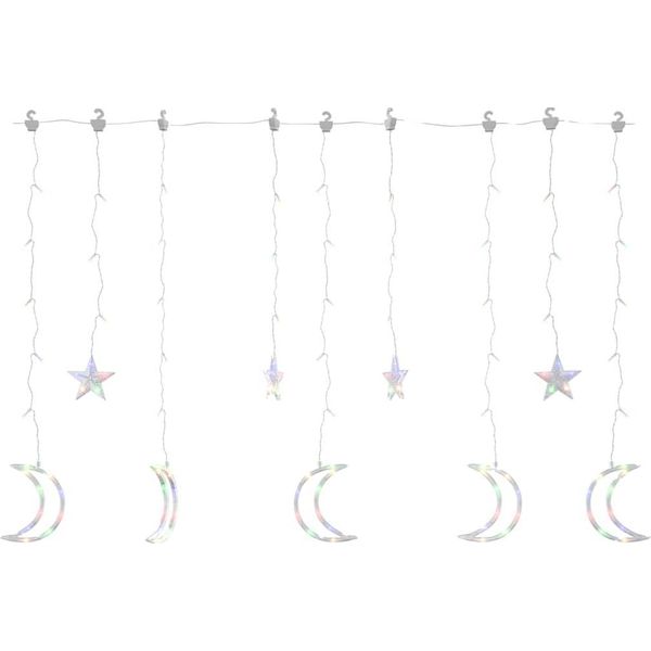 Vidaxl Fata Luci Stella E Luna Telecomando 138 Led Colorati-image