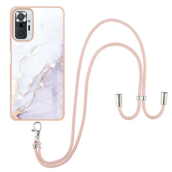 Custodia Con Cinturino Per Xiaomi Redmi Note 10 Pro/10 Pro Max, Paraurti In Tpu Morbido, Custodia Protettiva, Con Cinturino Regolabile Bianco-image